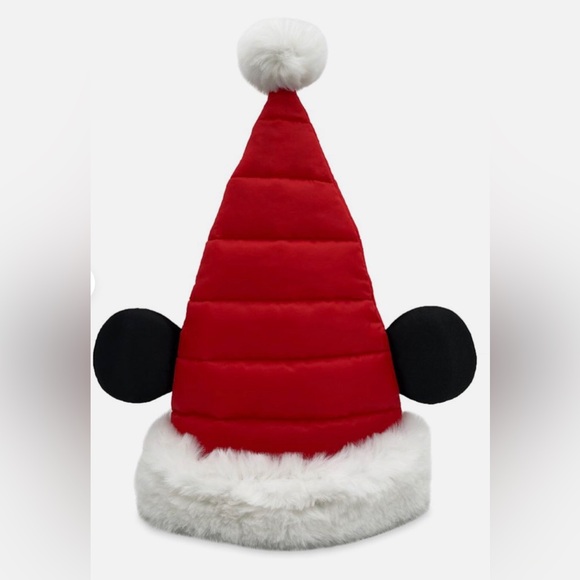 New Disney Parks Christmas Santa Mickey Mouse Ears Adult Quilted Puffy Hat - Picture 1 of 1